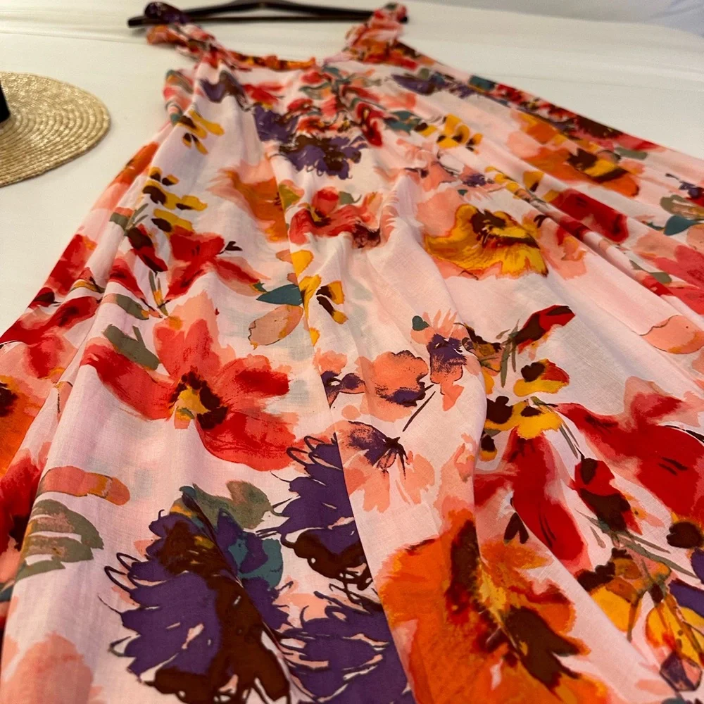 H&M Floral Flounce Trim Ruffle Midi Dress - Picture 3 of 16